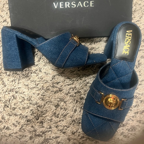 Versace Denim Heels - Picture 1 of 2